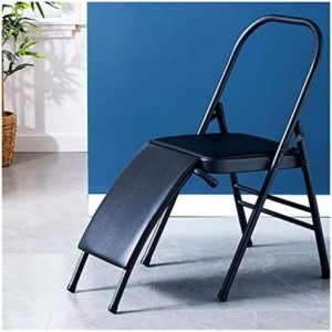 AHXF Folding Chair Back Backless Yoga Chair Prop Yoga Headstand Bench Flexibility and Strength Training Tool,Support Foldable Balance Training,for A Variety of Different Poses (Color : Black)