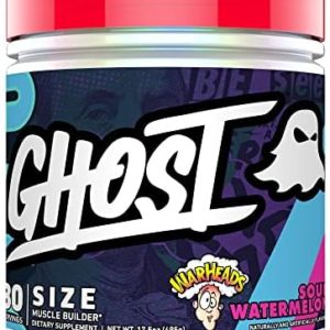GHOST Size Muscle Builder Dietary Supplement - Warheads Sour Watermelon, 30 Servings - Creatine Muscle Growth and Strength Building Supplements for Men & Women - Free of Sugar & Gluten, Vegan