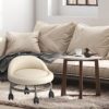 Baoblaze Small Short Stools, Low Rolling Stool with Wheels, Leather Roller Seat Stool Chair for Knee Exercises Fitness Foot Exercises Floor Cleaning, Beige - Image 6