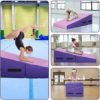 Gymnastics Mat Cheese Mat for Kid Adult, 48"X24"X14" Folding Tumbling Mats for Home Gym, Incline Gymnastics Wedge Mat with Non-Slip PVC Surface & Handle - Image 2