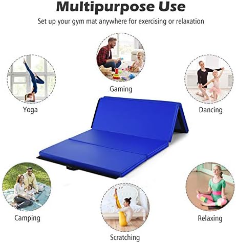 Giantex 6'x4'x2 Gymnastics Mat, Folding Anti-Tear Tumbling Mat w/Carrying Handles, Hook and Loop Fastener, Lightweight Gymnastics Panel Mat, Folding Exercise Aerobics Mats for Gym Home - Image 8