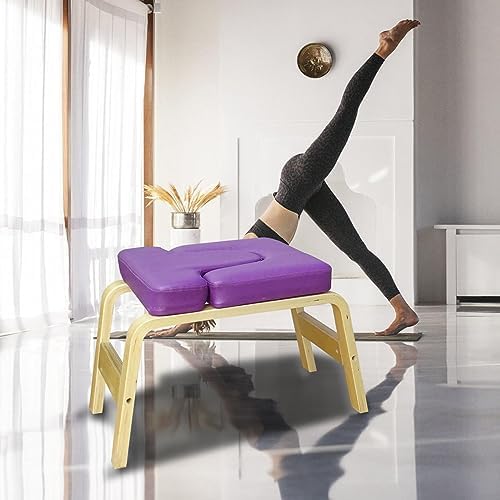 kowaku Yoga Headstand Bench Yoga Inversion Trainer Workout Portable Balance Training with Solid Wood Frame Inversion Stool Fitness Feet Trainer - Image 3