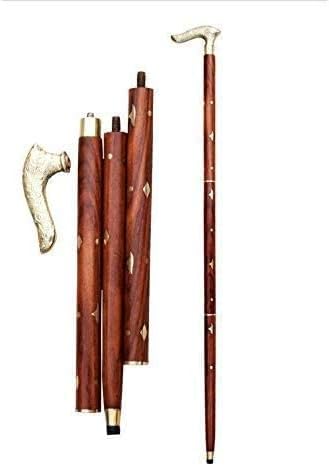 Indian Glance Lyptus Wood Folding Walking Stick - Walking Canes for Men Women Seniors Elderly Unique Gifts (d1)