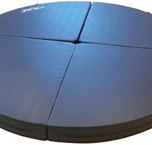 FitMats 5Ft Wide Cross Linked EPE Foam Safety Padding Portable Crash Mat. Foldable Circular Exercise and Dance Pole Cushion w/PU Leather Skid Proof Covering for Superior Durability!(Black)