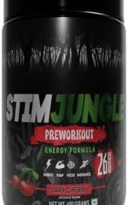 STIMJungle Essential Preworkout •Insane Energy •6G L-Citrulline •3G Beta Alanine •Tongkat Ali •Caffeine •Theobromine