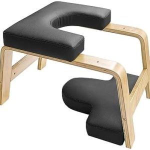 Colaxi Yoga Headstand Bench Headstand Trainer Strong Core Strengthening with Solid Wood Frame Balance Training Feet Trainer Yoga Inversion Chair