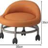Baoblaze Small Short Stools, Low Rolling Stool with Wheels, Leather Roller Seat Stool Chair for Knee Exercises Fitness Foot Exercises Floor Cleaning, Orange - Image 3