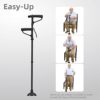Uumauny Double Handle Walking Canes Helps Stand Up More Easily Walking Stick for Seniors and Adults Black Canes with Light Adjustable Height Large Size Base with Textured Design for Added Stability. - Image 2