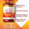 Carlyle Vitamin D3 + B12 Complex Gummies | 120 Count | Vegetarian, Non-GMO, and Gluten Free Formula | Natural Strawberry Flavor Supplement - Image 3