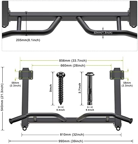 Kipika Multifunctional Joist Mounted Pull Up Bar, 4 Levels of Height Adjustment, Multi-Angle Grip, Chin Up Bar Joist Mount, Home Gym Workout Strength Training Equipment - Image 9