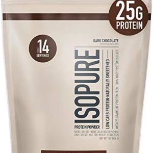 Isopure Protein Powder, Whey Protein Isolate Powder, 25g Protein, Low Carb & Keto Friendly, Naturally Sweetened & Flavored, Flavor: Chocolate, 14 Servings, 1 Pound