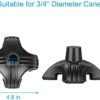 supregear Cane Tip - Self Standing Heavy Duty Rubber Replacement for Walking Cane (3/4")-Stable 4 Point Non-Slip Cane Tip for Folding Cane Walking Stick or Offset Quad Pod or Tripod Canes Black - Image 3