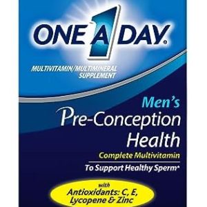 One A Day Men's Pre-Conception Health Multivitamin to Support Healthy Sperm, Supplement for Men with Vitamin C, Vitamin E, Selenium, Zinc, and Lycopene, 30 Count