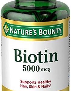 Nature's Bounty Biotin, Vitamin Supplement, Supports Metabolism for Cellular Energy and Healthy Hair, Skin, and Nails, 5000 mcg, 150 Softgels