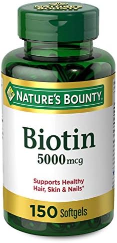 Nature's Bounty Biotin, Vitamin Supplement, Supports Metabolism for Cellular Energy and Healthy Hair, Skin, and Nails, 5000 mcg, 150 Softgels