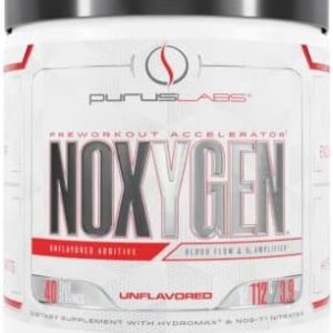 Purus Labs NOXygen Powder Pre-Workout Accelerator | Nitric Oxide Booster & Oxygen Amplifier | Hydromax Glycerol & NO3-T Nitrates | 40 Servings (Unflavored)