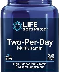 Life Extension Two-Per-Day Multivitamin, vitamins B, C, D, zinc, packed with over 25 vitamins, minerals & extracts, two-month supply, non-GMO, gluten-free, 120 capsules
