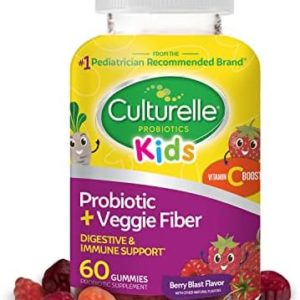 Culturelle Daily Probiotic for Kids + Veggie Fiber Gummies (Ages 3+) - 60 Count - Digestive Health & Immune Support – Berry Flavor with a Vitamin C Boost
