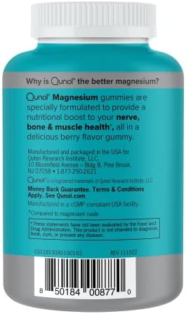 Magnesium Gummies for Adults, Qunol 200mg Magnesium Citrate Gummies, High Absorption Magnesium Supplement, Supports Nerve Health, Bone Health, Muscle Health, Vegetarian, 90 Count - Image 8