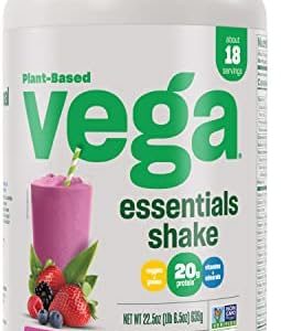 Vega Essentials Vegan Protein Powder Raspberry Blackberry (18 Servings) Superfood Ingredients, Vitamins, Antioxidants, Low Carb, Dairy Free Pea Protein for Women & Men 1.6lbs (Packaging May Vary)