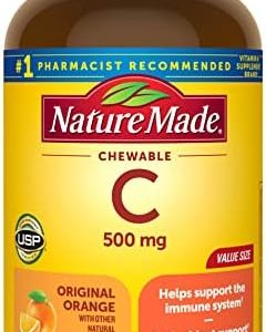 Nature Made Chewable Vitamin C 500 mg, Dietary Supplement for Immune Support, 150 Tablets, 150 Day Supply