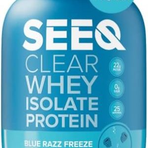 SEEQ Clear Whey Isolate Protein , 22g Protein, Zero Lactose/ Sugar, Keto-Friendly, Best Powder for Men and Women, Juicy Protein with 25 Servings (Blue Razz Freeze)
