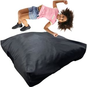 FoamTouch Black Crash Pad with Foam Blocks for Kids and Adults - Therapeutic Sensory Pad with Water Resistance Cover - 40" x 40"