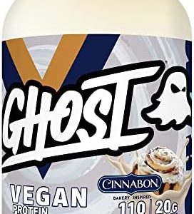 GHOST Vegan Protein Powder, Cinnabon - 2lb, 20g of Protein - Plant-Based Pea & Organic Pumpkin Protein - ­Post Workout & Nutrition Shakes, Smoothies, & Baking - Soy & Gluten-Free