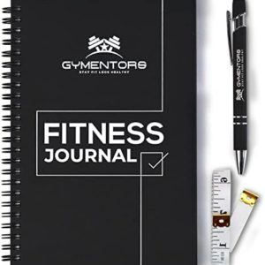 GYMENTORS Fitness Journal A5, 120GSM Paper– Workout Journal with Hardcover & Quality Spiral Binding- 120 Days Workout Log for Tracking Progress & Nutrients Preferences- Including Measuring Tape & Pen