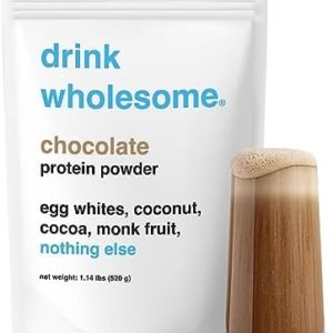 drink wholesome Chocolate Egg White Protein Powder | Easy to Digest & Gut Friendly | Simple Ingredients | Minimally Processed | Additive Free | Dairy Free | Lactose Free | Gluten Free | 14 Servings