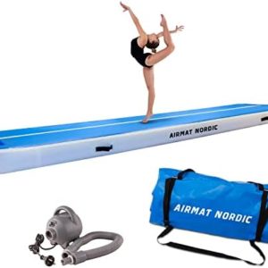 AirMat Nordic Deluxe 10ft/13ft/16ft/20ft/23ft/26ft/33ft Air Mat with Electric Air Pump, Inflatable Gymnastics Mat for Home, Best for gymnastics, Cheerleading, Yoga - 3'3" Wide & 8” Thick, Tumbling Mat