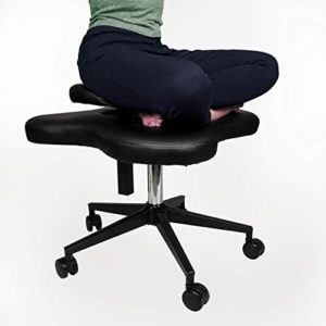 Topay Cross-Legged kneeing Chair for Yoga Lovers, Fitness Fanatics and Those with Back or Leg Pains Faux Leather (Black)