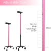 BeneCane Quad Cane Walking Cane with Two Led Lights with Big Base T Handle＆Lightweight Adjustable Walking Stick Four Pronged Sturdy for Men and Women - Image 4