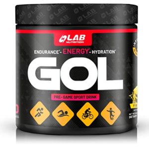 LAB NUTRITION GOL PRE-Game Energy Drink Powder, Endurance Enhancer, Improve Performance & Hydration, Gluten Free, 20 Servings| Formulated for Soccer Players and Athletes| Pineapple Flavor
