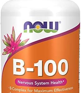 NOW Supplements, Vitamin B-100, Energy Production*, Nervous System Health*, 100 Veg Capsules