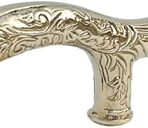 Handmade 4.8” Fritz Walking Stick/Cane-Vintage-Look Brass Handles with Carved Detailing, 3.8 x 3.9 x 0.7 inches, Gold ECTORIA
