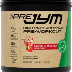 JYM Supplement Science Pre JYM Pre Workout Powder - BCAAs, Creatine HCI, Citrulline Malate, Beta-Alanine, Betaine, and More Naturally Flavored Island Punch Flavor, 30 Servings