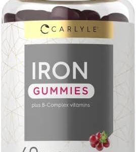 Carlyle Iron Gummies | Plus B-Complex Vitamins | 60 Vegan Gummies | Natural Grape Flavor | Non-GMO, Gluten Free Supplement