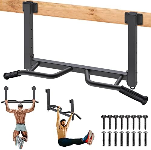 Kipika Multifunctional Joist Mounted Pull Up Bar, 4 Levels of Height Adjustment, Multi-Angle Grip, Chin Up Bar Joist Mount, Home Gym Workout Strength Training Equipment