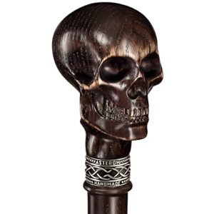 Unique Carved Walking Cane for Men and Women - Skull - Cool Gothic Walking Stick - Stylish Wood Cane