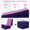 CL.HPAHKL Gymnastics Mat 48x24 Inch Incline Tumbling Mat Indoor Folding Wedge Incline Gymnastics Mat with Non-slip PVC Surface, Zipper Seal Design & Handles, Cheese Wedge Exercise Mat for Yoga,Pink - Image 4