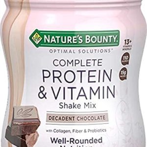 Complete Protein & Vitamin Shake Mix by Nature's Bounty Optimal Solutions, Contains Vitamin C for Immune Health, Decadent Chocolate Flavor, 1 lb