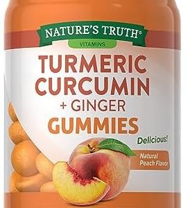 Nature's Truth Vegan Turmeric Curcumin Gummies | 70 Count | Plus Ginger | Peach Flavor | Non-GMO & Gluten Free Supplement