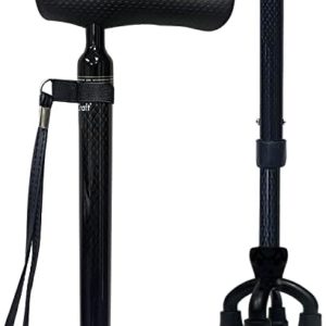 CaneCraft Carbon Fiber Walking Cane for Men and Women - Quad Cane, Black