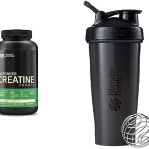 Optimum Nutrition Micronized Creatine Monohydrate Powder & BlenderBottle Classic Shaker Bottle Perfect for Protein Shakes and Pre Workout, 28-Ounce, Black