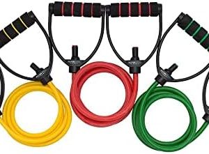 DYNAPRO Exercise Resistance Bands, Adjustable Length, Comfort Handles, Professional Quality, Anti-Snap. Great for Workouts, Physical Therapy, Yoga