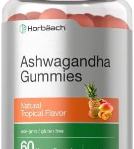 Ashwagandha Gummies for Women and Men | 60 Count | Vegan, Non-GMO, & Gluten Free Supplement | Natural Tropical Flavor | by Horbaach