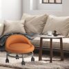 Baoblaze Small Short Stools, Low Rolling Stool with Wheels, Leather Roller Seat Stool Chair for Knee Exercises Fitness Foot Exercises Floor Cleaning, Orange - Image 6