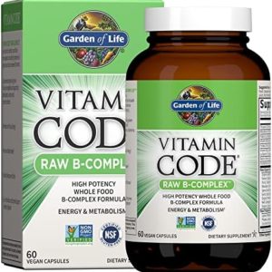 Garden of Life Raw B Complex - Vitamin Code - 60 Vegan Capsules, High Potency Vitamins for Energy & Metabolism with B2 Riboflavin, B1, B3, B6, Folate, B12 as Methylcobalamin & Biotin Plus Probiotics