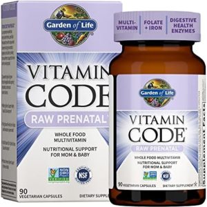 Garden of Life Prenatal Multivitamin for Women with Iron, Folate & Vitamin C and D3 for Neural Development & Probiotics for Immune Support – Vitamin Code – Non-GMO, Gluten-Free, Kosher, 30 Day Supply